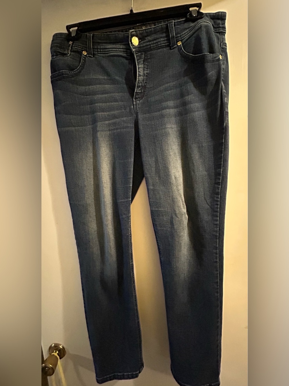 Chico's Dark Wash ‘So Slimming’ Distressed Stretch Ankle Jeans, Chico’s Sz 2